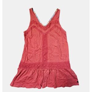 Matilda Jane Fond Memories Tank Top Crochet‎ V-Neck Womens XS Orange Cotton
